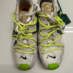 Off-White Women's Sneakers with Neon Green and Black Accents